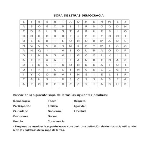 Sopa de letras democracia