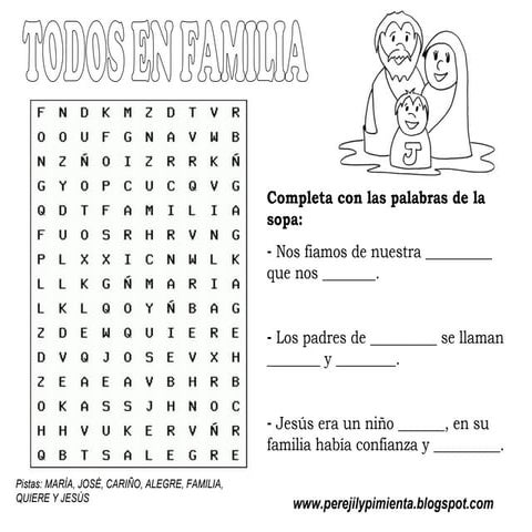 Sopa letras: Todos en familia