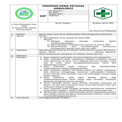 Sop ambulance