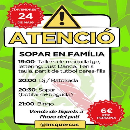 sopar en família dels alumnes de tercer de ESO