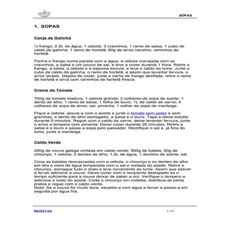 Receitas Portuguesas - Sopas