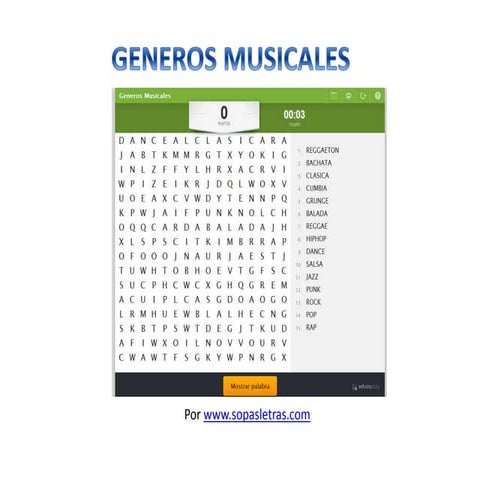 Sopas Letras Generos Musicales