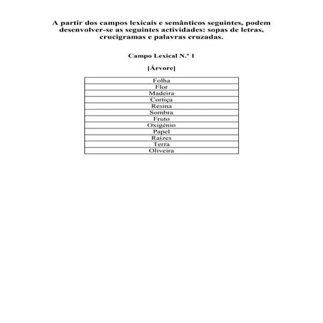 Sopas de letras  área vocabular e família de palavras