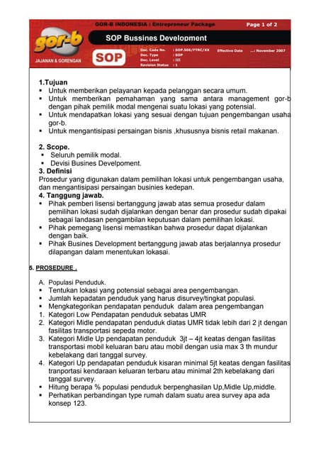 Contoh Sop Business Development