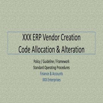 Standard Operating Procedures for Vendor Master Management in ERP