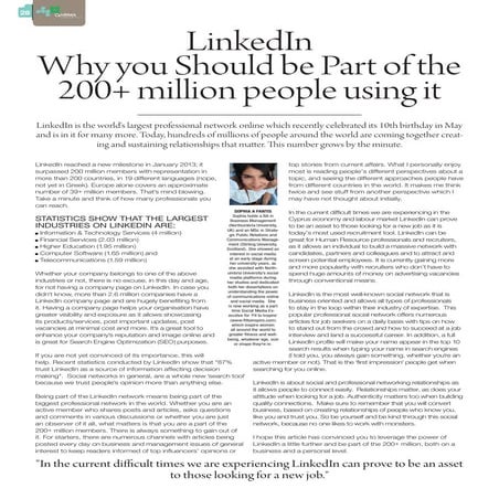 LinkedIn. Why you Should be Part of the 200+ million people using it, by Soph...
