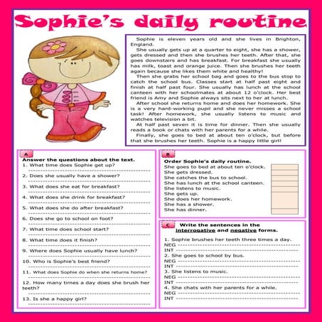 Sophies daily-routine-reading-comprehension-exercises 21729