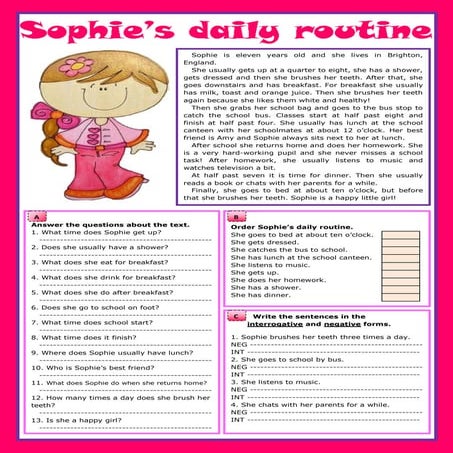 Daily routine story | DOCX