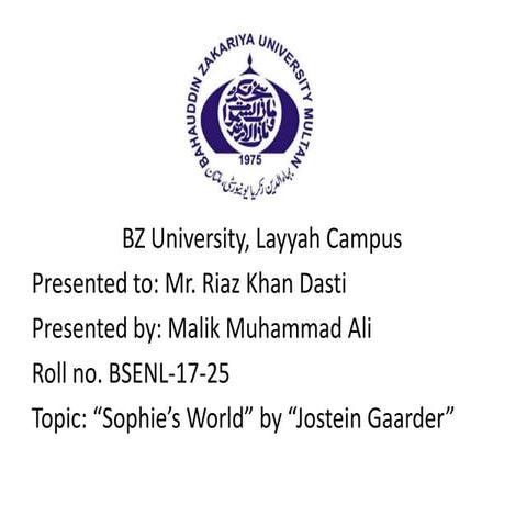 Summary of Sophie's world 