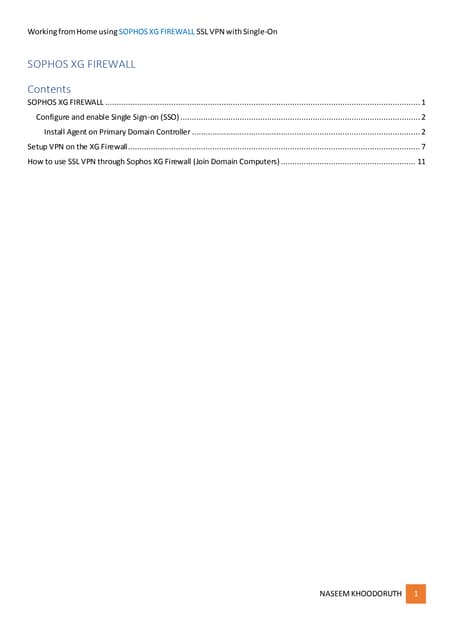 Sophos XG FIREWALL SSL VPN Configuration