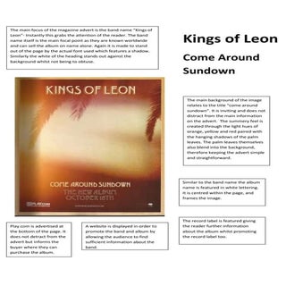 Kings of Leon- Magazine advert anal...