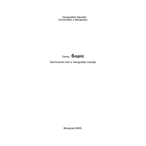 Sopic geografija naselja | DOC