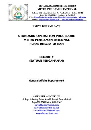 STANDART OPERATING PROCEDURE TEAM MITRA PENGAMAN INTERNAL