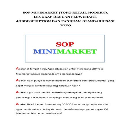 Standar Operasional Prosedur (SOP) minimarket