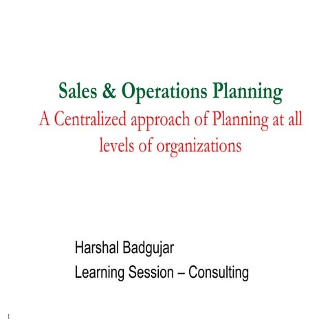 Sales & Operations Planning Process