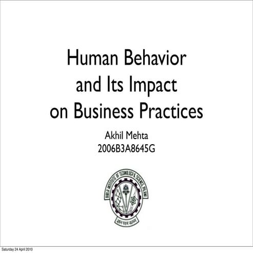 Behavioral Economics & Impact on Business Practices