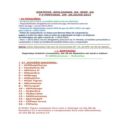 Sorteios  realizados   informação útil