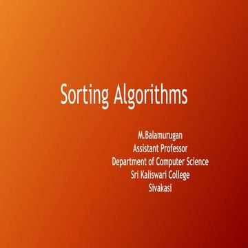 Sorting algorithms in Data Structure | PPT