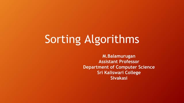 Sorting algorithms in Data Structure