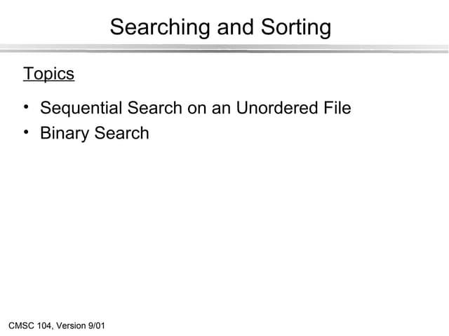 Sorting searching