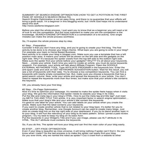 HOW TO GET A POTITION IN THE FIRST PAGE OF GOOGLE’S SEARCH RESULTS