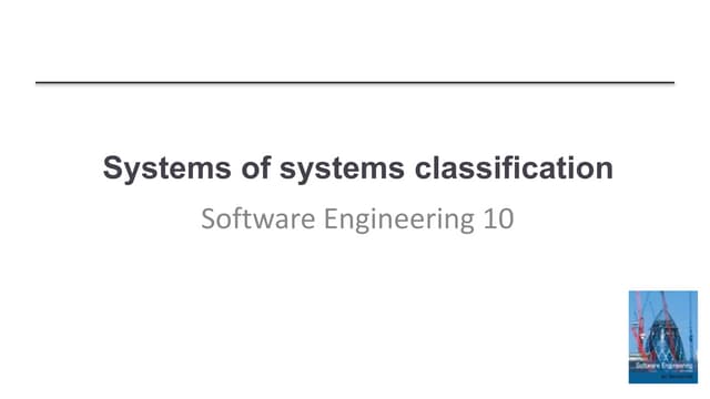 System of systems classification
