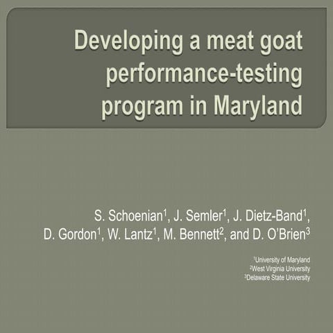Developing a meat goat performance testing program