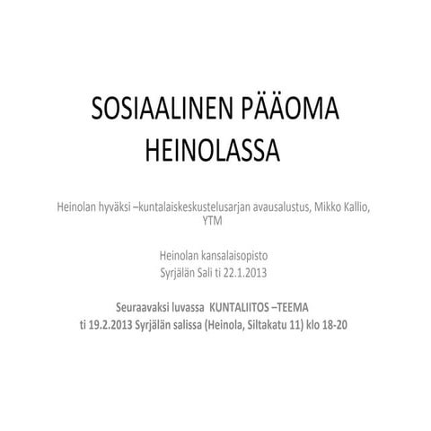 Sosiaalinen paaoma Heinolassa
