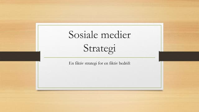 Sosiale medier strategi