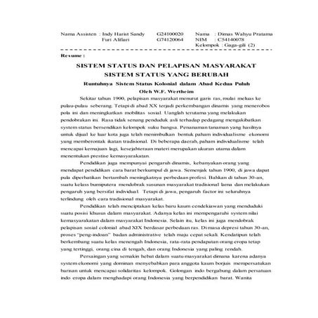 Analisis Stratifikasi Sosial