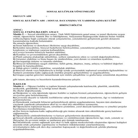 Sosyal DayanişMa Ve YardimlaşMa KulüBü