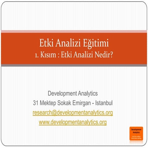 Development Analytics - Etki Analizi Eğitimi (Part 1/8)
