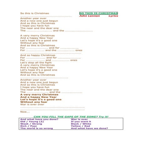 So this is christmas lyrics