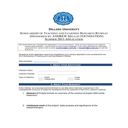 So tl institute application du2013