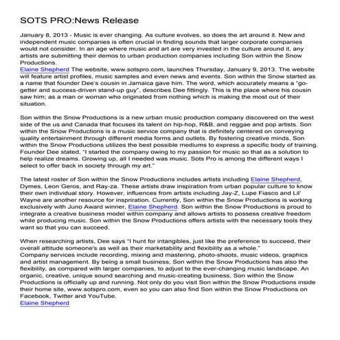 SOTS PRO_News Release