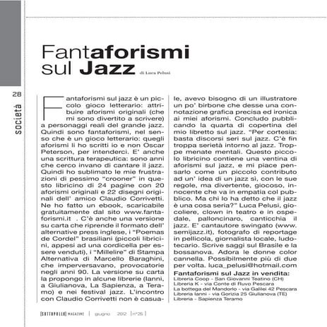 Fantaforismi sul jazz. Recensione.