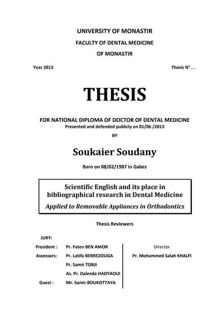 Scientific English and its place in bibliographical research in Dental Medici...