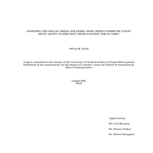[THESIS] Fighting the Social Media Wildfire: How Crisis Communication Must Adapt to Prevent From Fanning the Flames