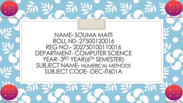 Errors in Numerical Analysis
