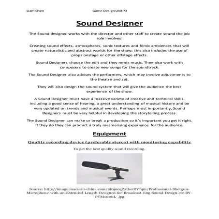 Sound designer word + equipment by Liam Oven