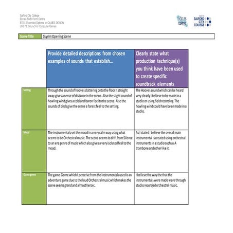 Sound design in computer games   skyrim opening scene