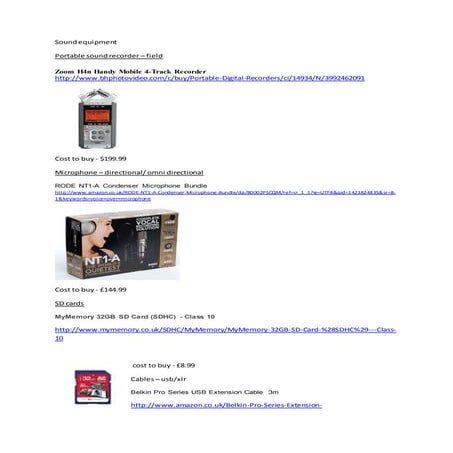 Sound equipment list