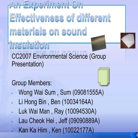 Sound insulation experiment