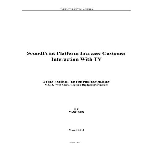 Sound print platform increases customer interaction with tv（yang sun）