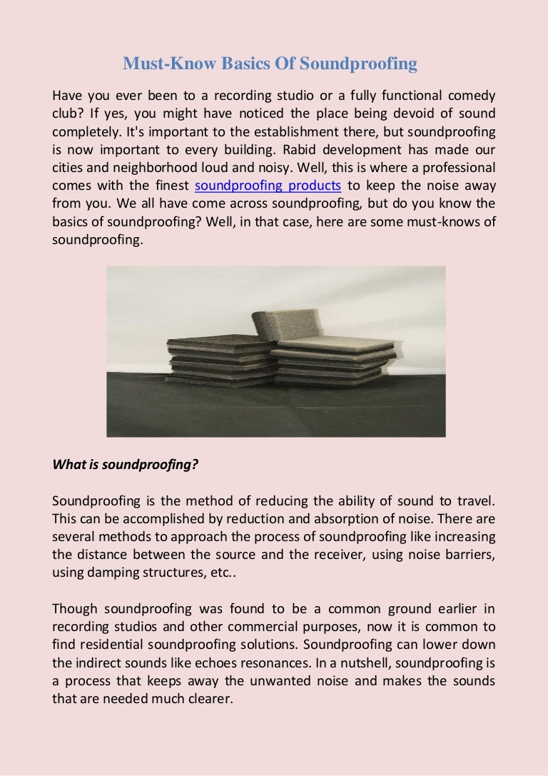 Soundproofing products