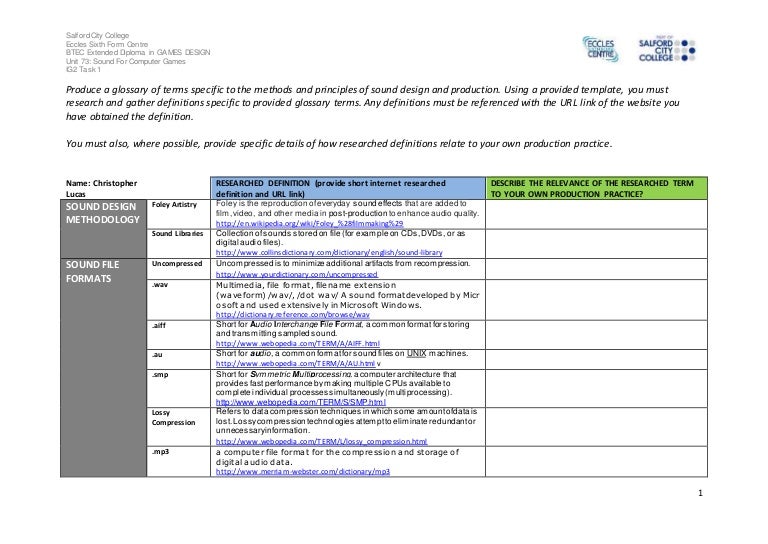 Sound recording glossary