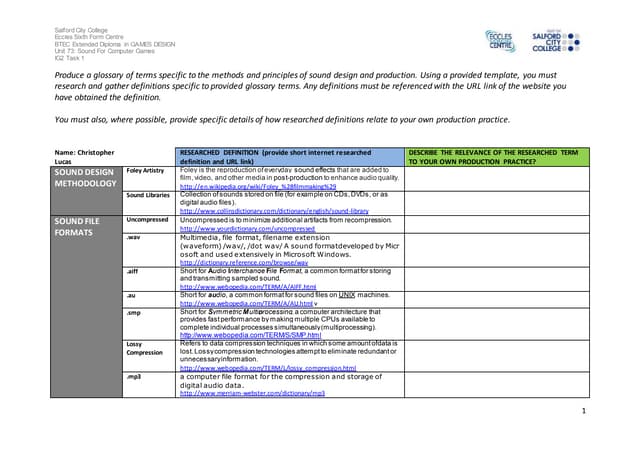 Sound recording glossary 
