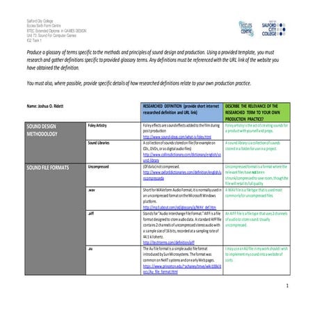 Ig2 task 1 work sheet | DOCX