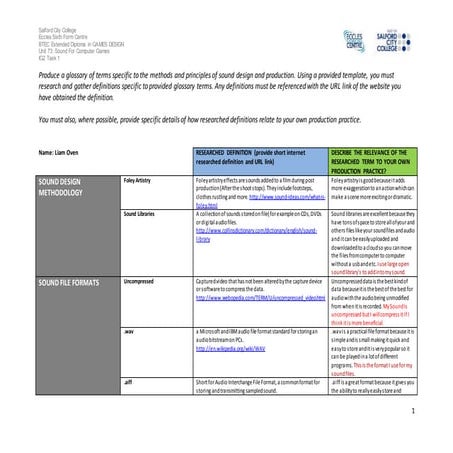 Sound recording glossary improved