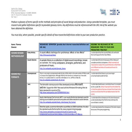 Sound recording glossary improved vershion 2